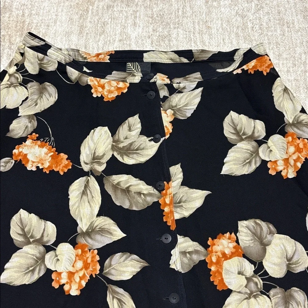 Sz 14 100% Silk Skirt Dana B and Karen gorgeous fall print black